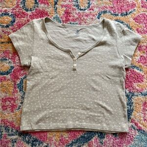 Brandy Melville Green Floral Crop Top